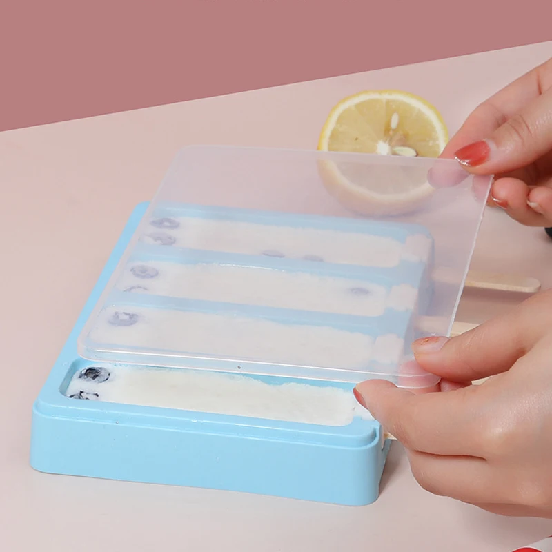 

1/2/4 Holes Plastic Ice Cream Mold Ice Pop Cube Popsicle Barrel Mold With Cover Dessert DIY Mould Maker Tool with Popsicle Stick