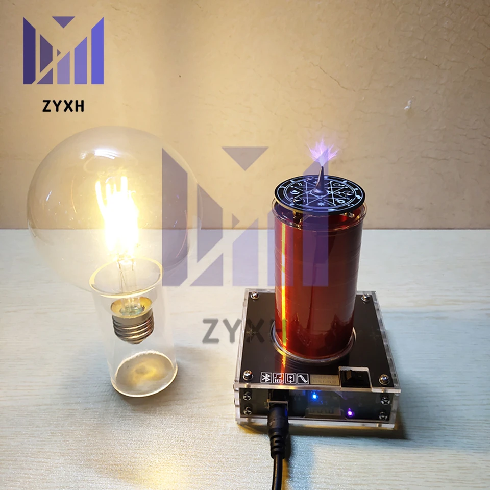 

Bluetooth музыкальная катушка Тесла, искусственная молния, высокомощный генератор напряжения, портативная катушка Тесла