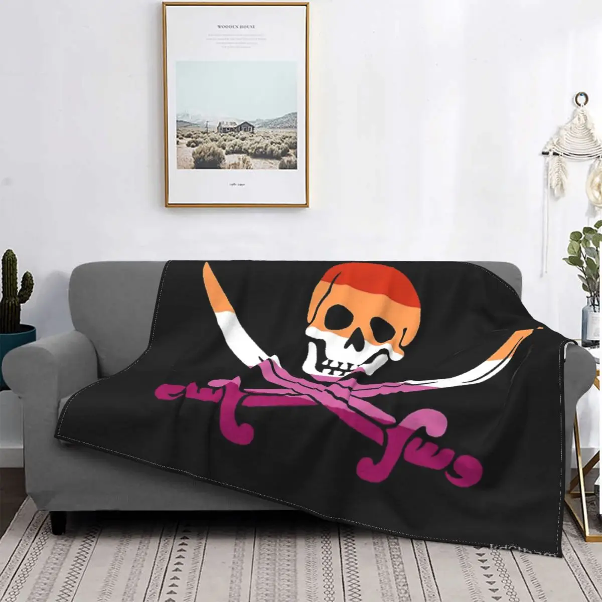 

Lesbian Pride Pirate Flag Throw Blanket Fashionable Comfortable Nice Gift Multi Style