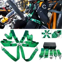 universal 6 point racing safety harness car snap in 3 inch nylon sports seat belt quick release with logo green black