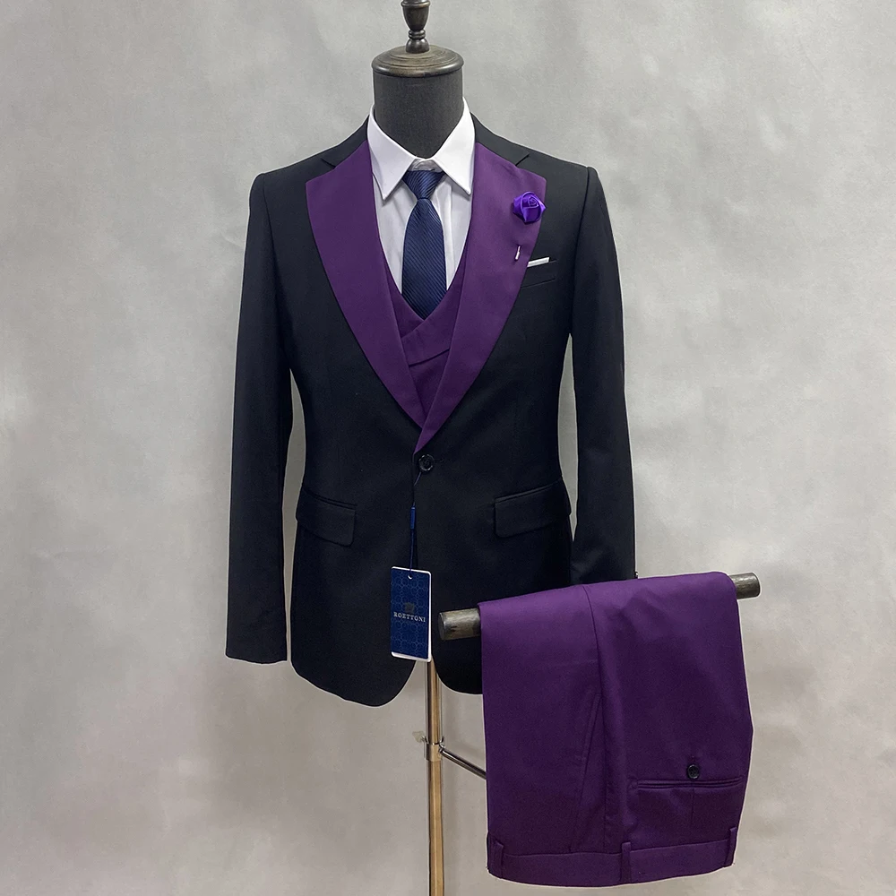 Костюм мужской облегающий из 3 предметов роскошный смокинг Вечерние вечернее