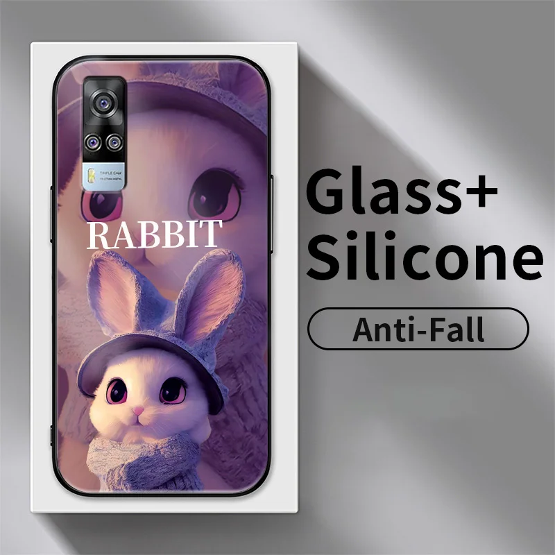 

Glass Phone Case for vivo Y51 2020 Y51A Y31 Y53S Y33 Y55 Y55S Y66 Y67 Y69 Y71 Y72 Y75 V5 Lite iQOO Z3 Cases Witary Longer Rabbit