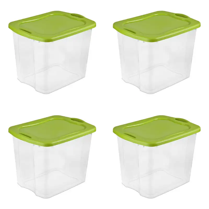 

Gallon Plastic Storage Tote, Spicy Lime and Clear, 4 Count