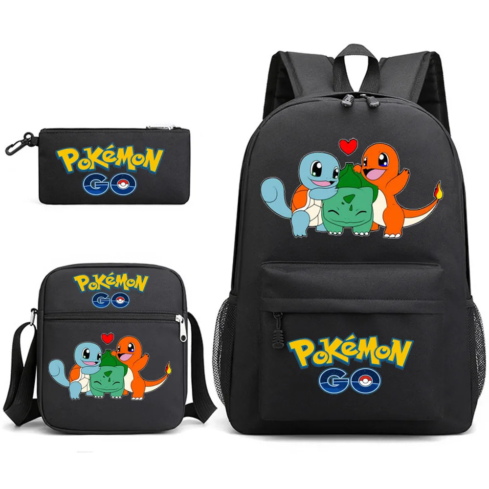 

Новый набор из трех предметов Пикачу для учеников начальной и средней школы, школьный ранец с изображением покемона, молодежный рюкзак с героями мультфильмов