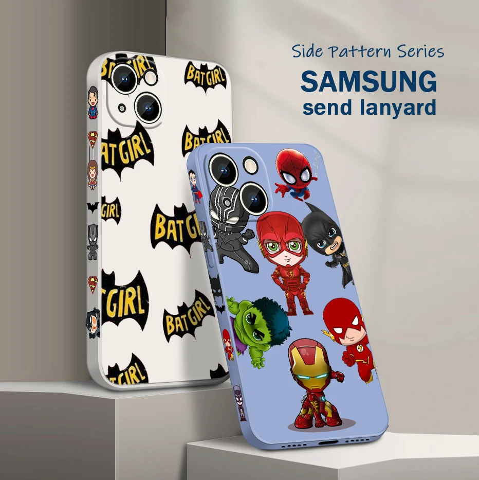 

Superhero Batman Cute For iPhone 14 13 12 Mini 11 Pro XS MAX XR X 8 7 6S SE Plus Liquid Left Rope Shockproof Phone Case