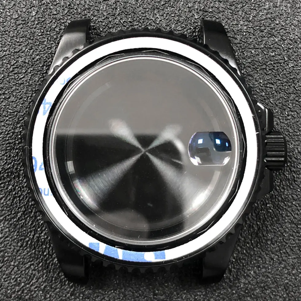 Black Solid Case Back Sapphire Glass Stainless Steel Plated Case 40mm Watch Case Suitable for Japanese NH35 Movement
