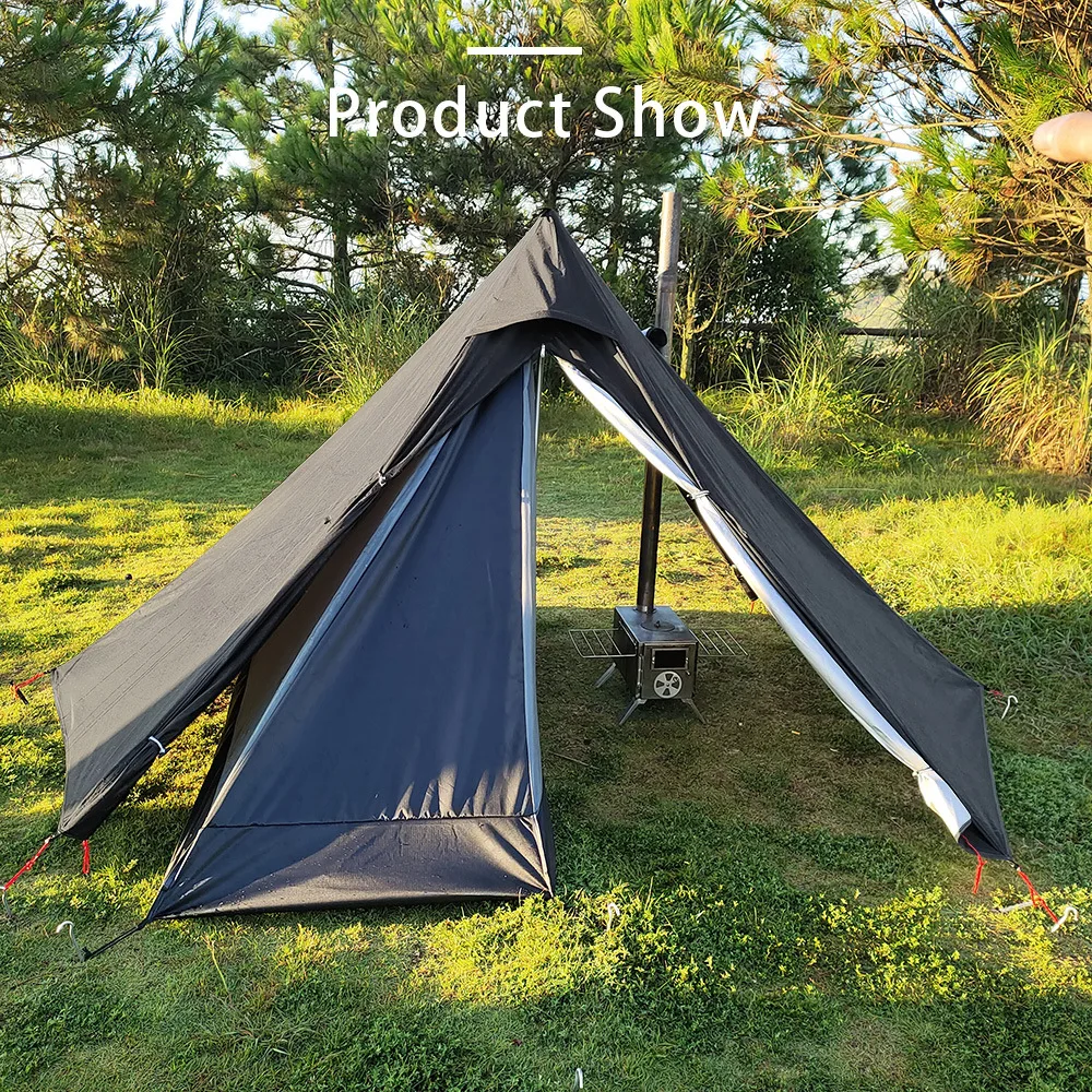 

Pyramid Tent Fly with Chimney Hole Teepee Tent Camping Tipi Adults Outdoor Ultralight Waterproof One Person Indian Hot Tent