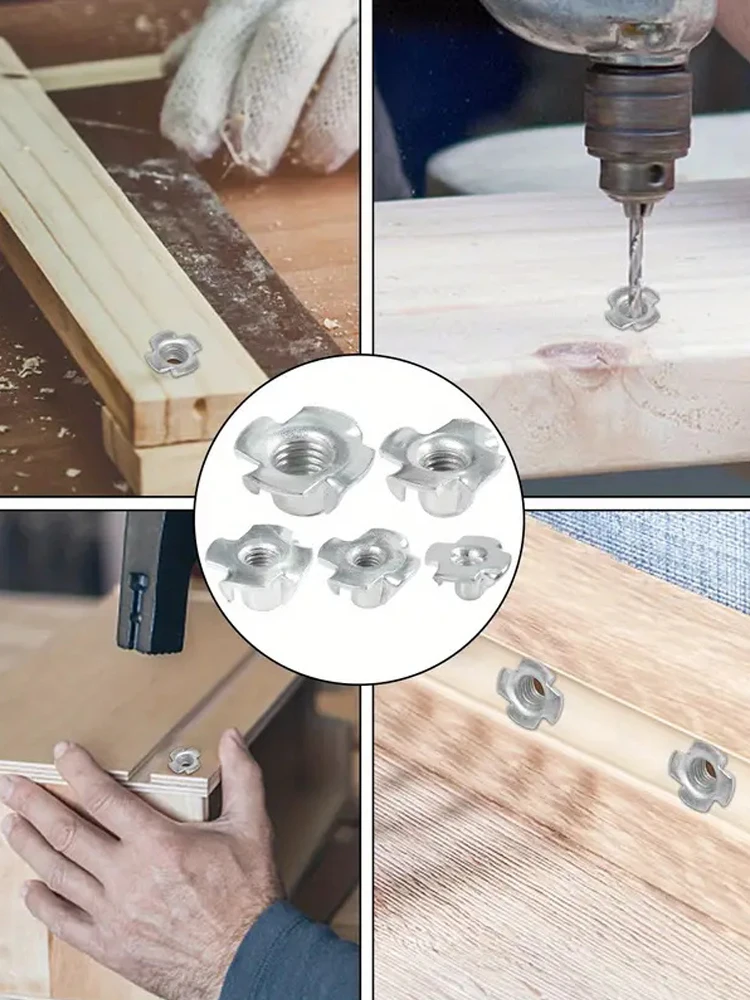 Оцинкованные гайки с четырьмя зажимами 80 шт. противоударные из углеродистой