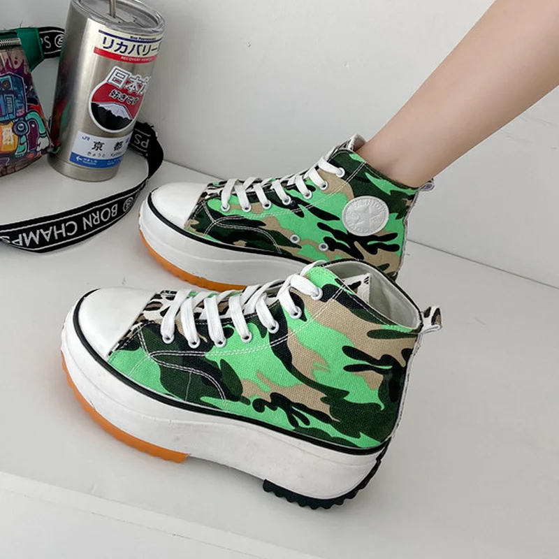

Spring/autumn Vulcanized Women Shoes Woman Platform Women's Canvas High-top Lace-up Casual Shoes Walking Sneakers Soft