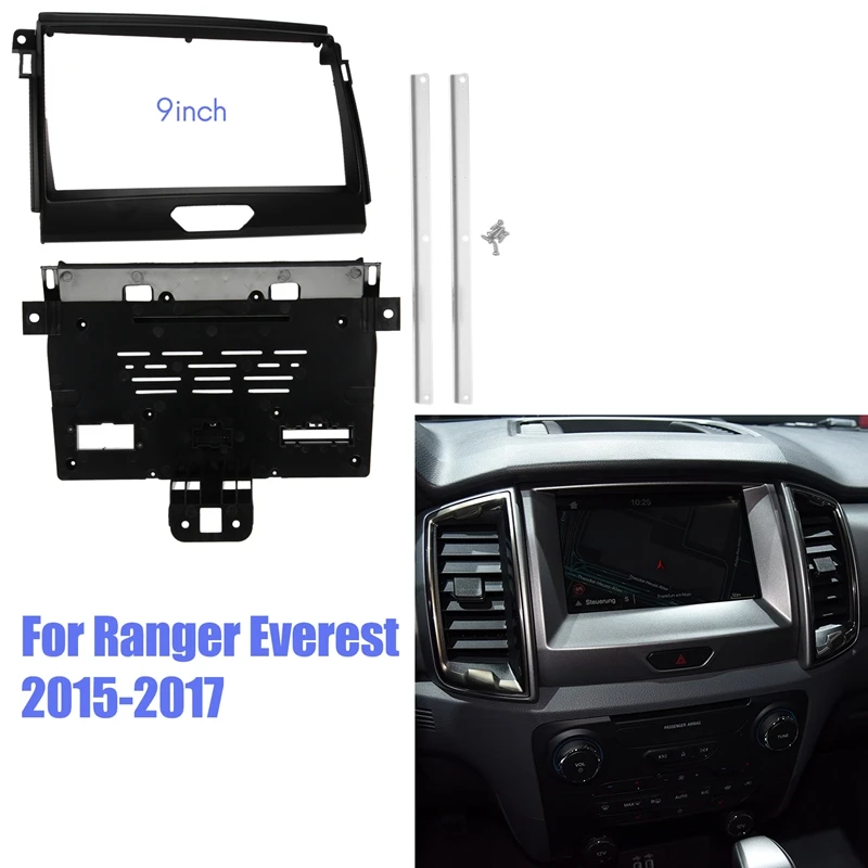 

9 Inch 2 Din Car Stereo Radio Fascia Audio Frame Panel Dashboard Adapter Mount Kit for Ford Ranger Everest 2015-2017