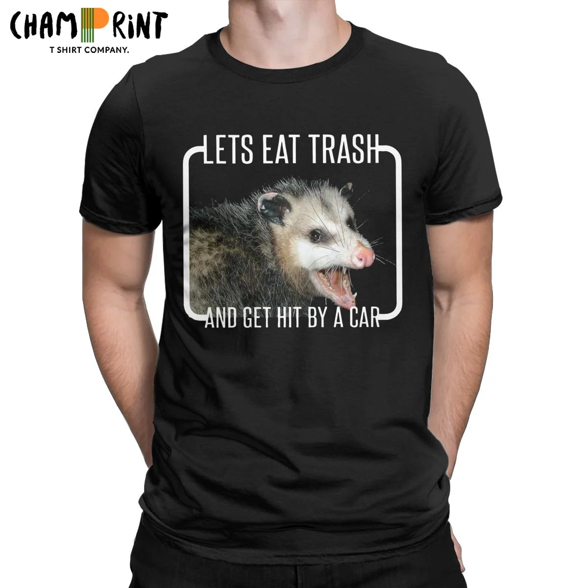 

Lets Eat Trash And Get Hit By A Car T Shirts for Men 100% Cotton Casual T-Shirt Crewneck Cute Tee Shirt Short Sleeve Clothing