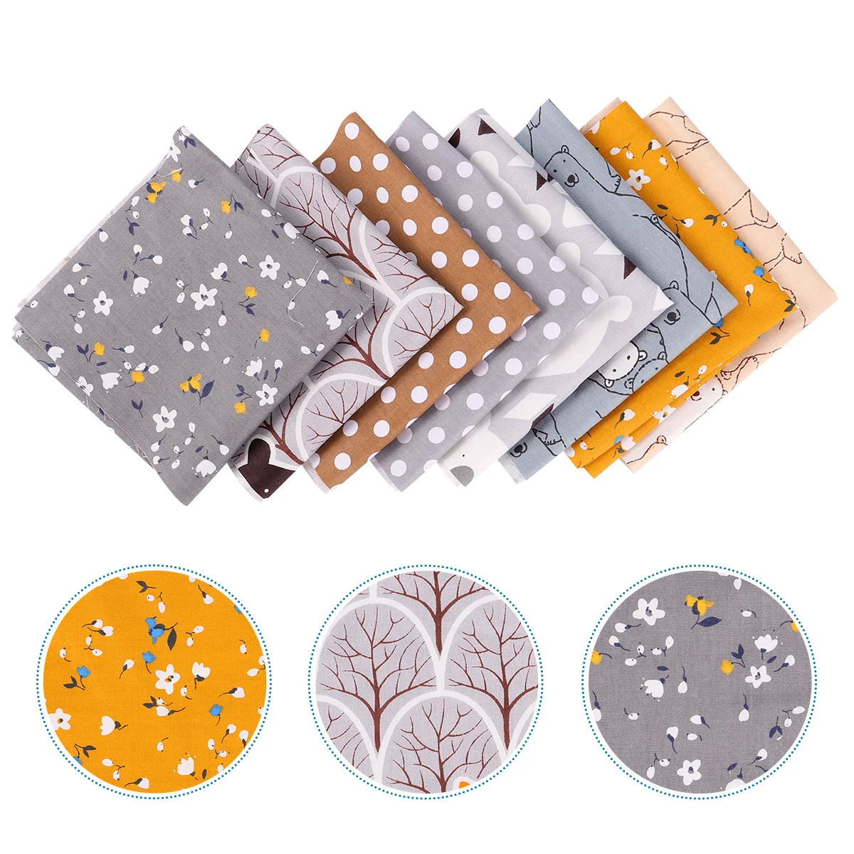 

8pcs Printed Sewing Cloth Pure Cotton DIY Patchwork Handmade Fabrics Baby Cloth