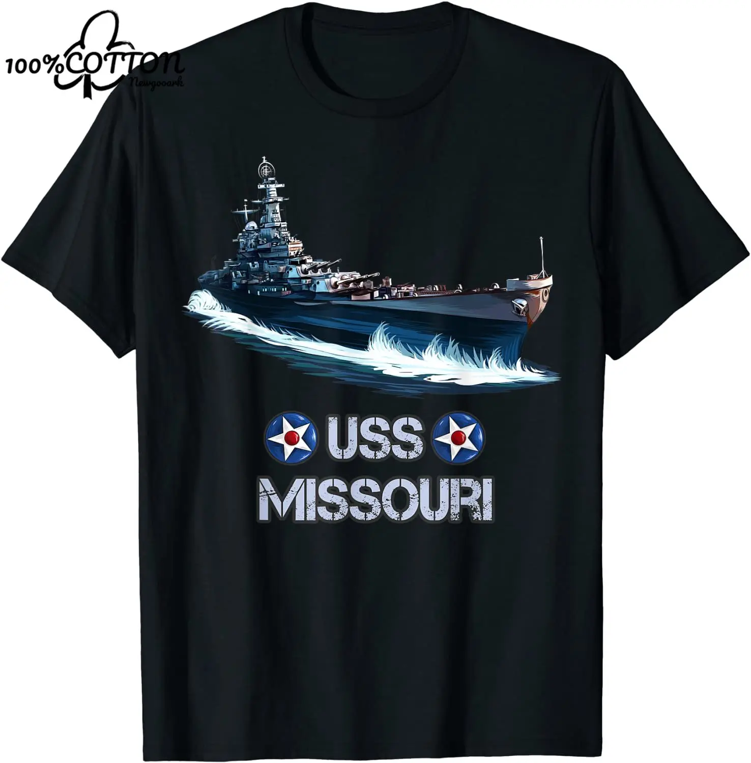 Футболка с военным кораблем Второй мировой войны Миссури. Хлопковая футболка