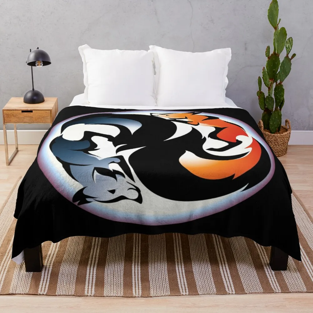 

Yin Yang Kitsune Throw Blanket Extra Large Blanket Flannel Fabric