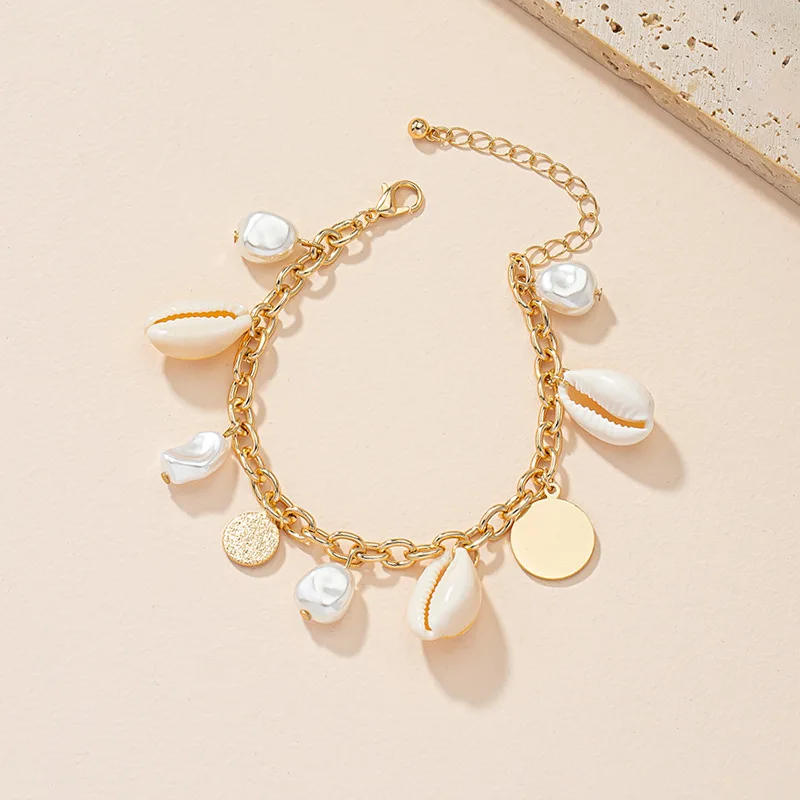 

Fashion Anklet Bracelet Foot Chain with Beads Daisy Flower Adjustable Shell Beach Accessories Foot Jewelry for Women and Girls