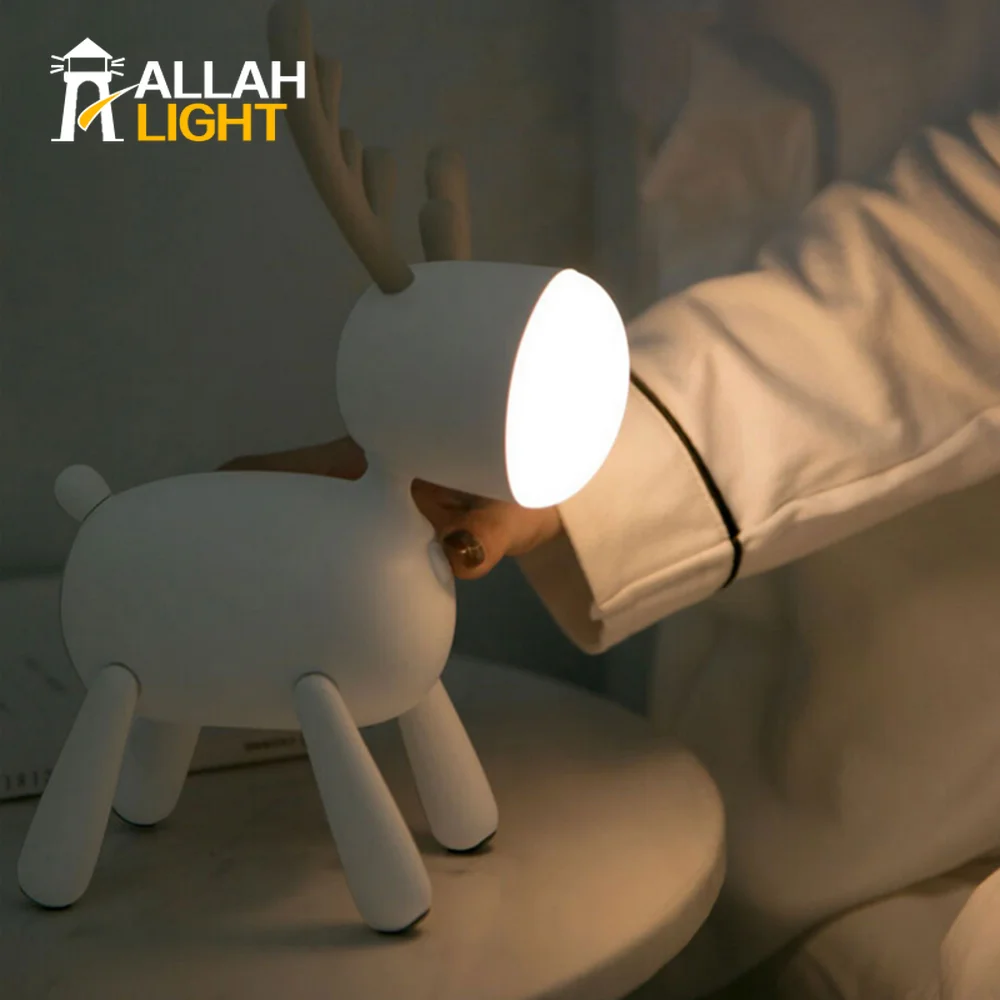 

USB Table Lamp Elk Cute Cartoon Table Lamp Night Light Children's Bedroom Decoration Desktop Ornaments Adjustable Timing