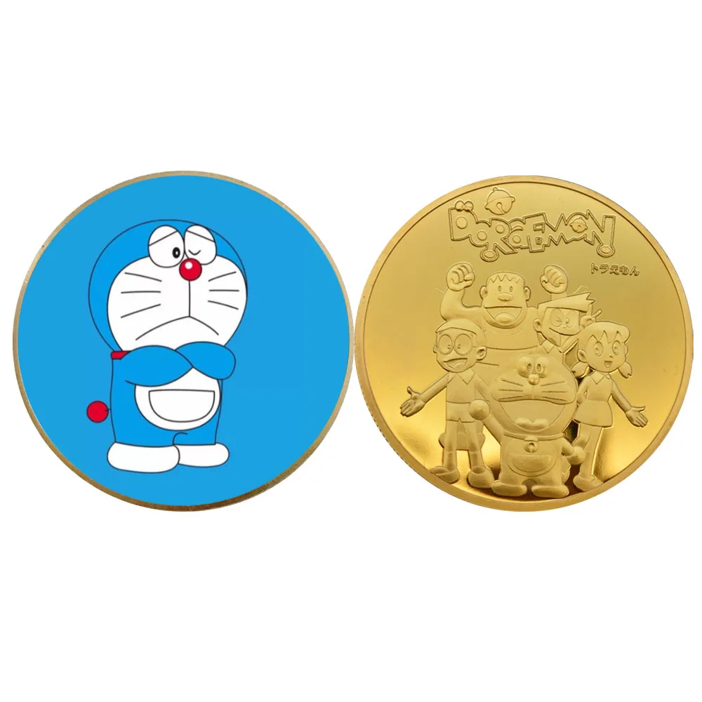 

Золотая монета Doraemon, японская Золотая монета, коллекционная игрушка с золотым покрытием, подарок для детей на новый год