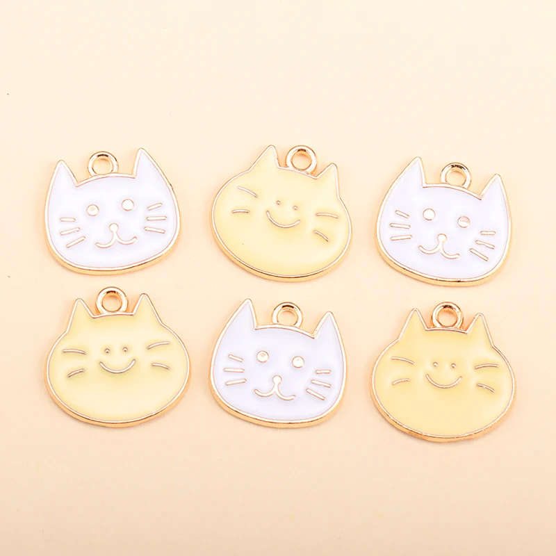 

10Pcs Enamel Cat Charm for Jewelry Making Bulk Kawaii Earring Pendant Bracelet Necklace Metal Accessories Diy Craft Supplies