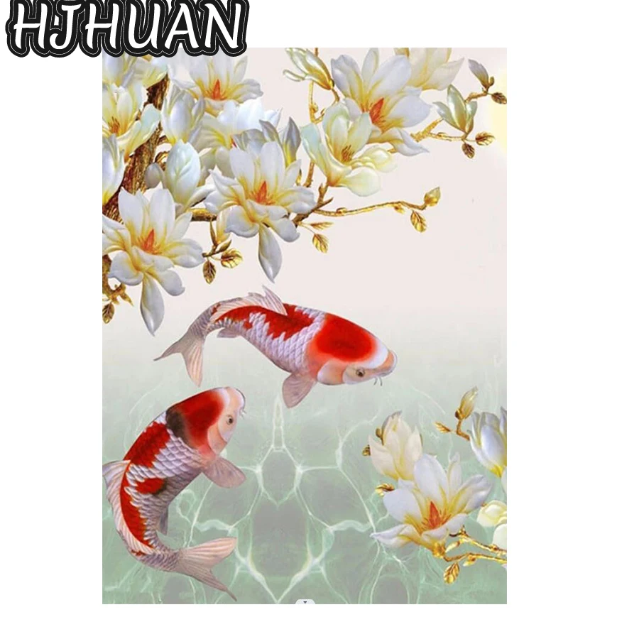 

Новая 5D круглая алмазная живопись на карпа, алмазная вышивка, алмазная живопись, вышивка, домашний декор, алмазная живопись