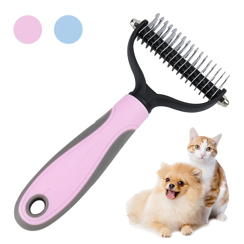 

Pets Fur Knot Cutter Dog Grooming Tools Double Sided Pet Cat Hair Removal Comb Brush Pet Comb for Matted Long Short Hair Groomer