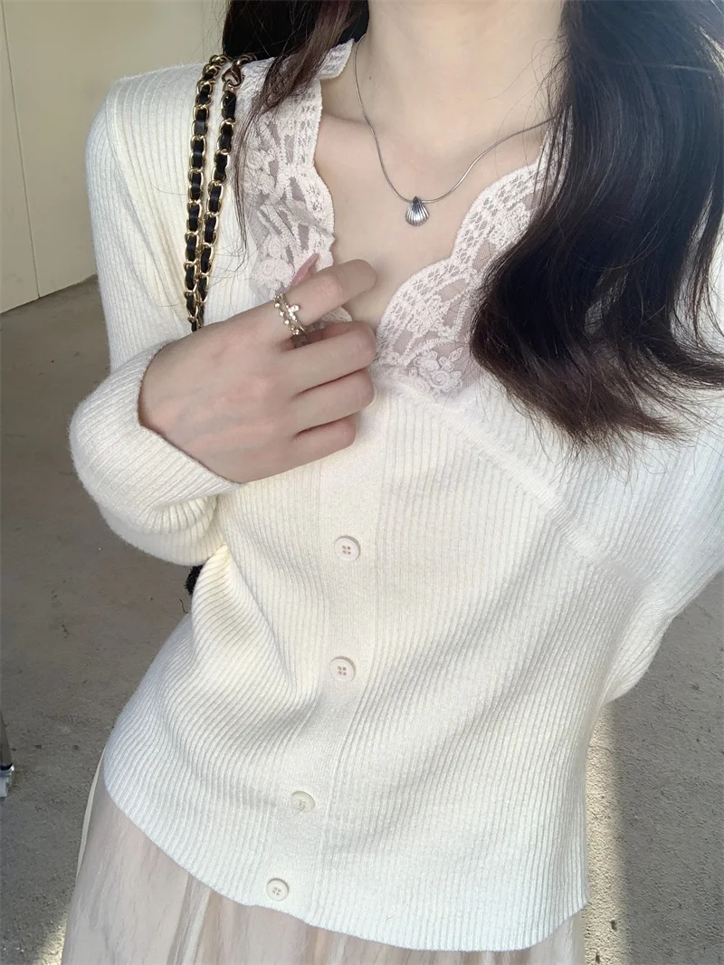 Абрикосовая кружевная нижняя рубашка женская осенне-зимняя внутренняя одежда