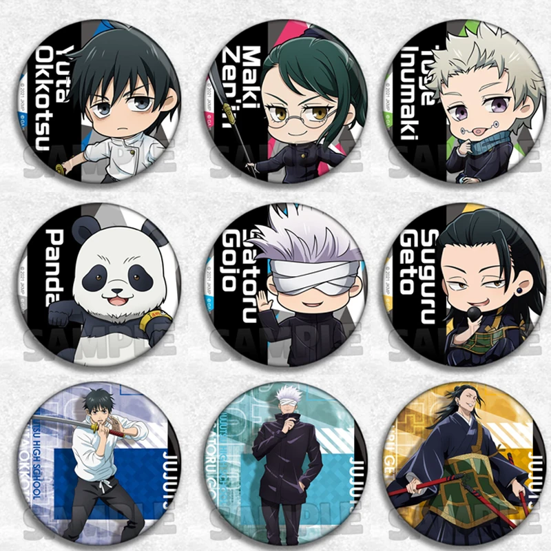 

9pcs Anime Badge Jujutsu Kaisen Gojo Satoru PandaPin Brooch Button