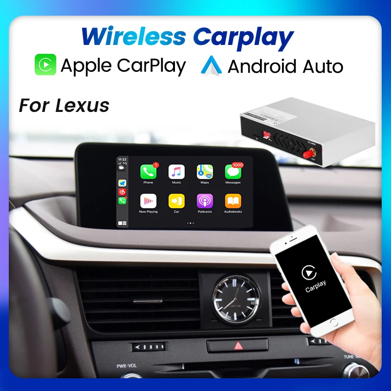 

Wireless Carplay For Lexus NX IS RX ES UX Series CT200h 2015-2021 For Android Auto SiRi Voice Control Retrofit Netflix Spotify