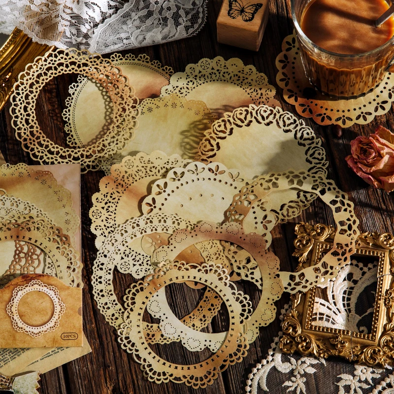 Dimi 10 шт. тихий год кружева винтажный материал бумага желтая полая бабочка ретро DIY