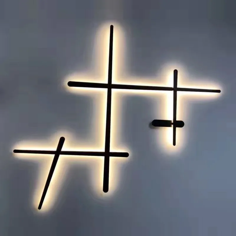 

Modern LED Line Wall Lamp Living Decoration Wall Sconce Bedside Stair Wall Lights LED Black White Lamp Aisle Lighting