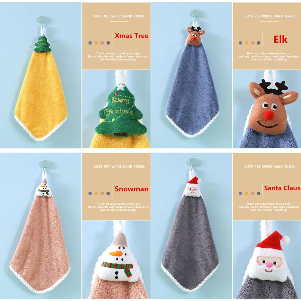 

Plush Cute Nursery Toddler Christmas Hand Towel Adsorption Cloth Hanging Hand Towel Kitchen Or Bathroom