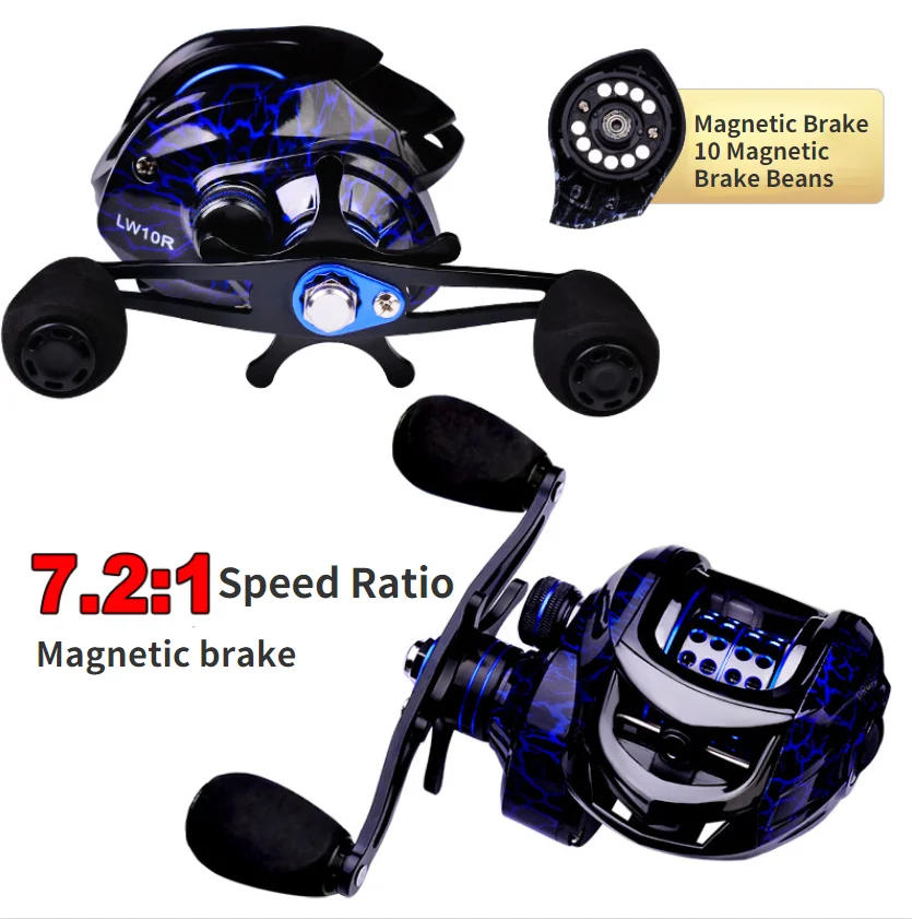 

Blue Baitcasting Reel 7.2:1 10kg Max Drag Bait Casting Fishing Reel Wheel With Magnetic Brake Carp Carretilha Pesca Long Casting