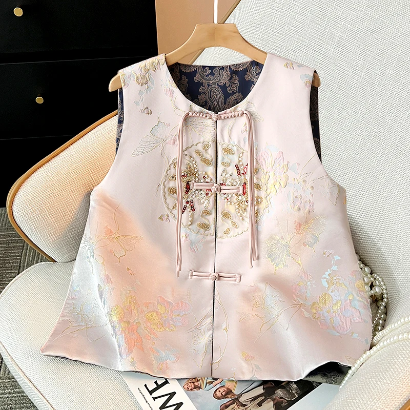 Новый китайский жилет Sle женский весенне-осенний без рукавов верхняя одежда