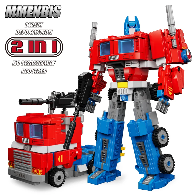 

2 In 1 Transform Figures Building Blocks Action Robot Machine Mecha Trucks Technical Toys for Kids Boys Children Gifts 500+pcs
