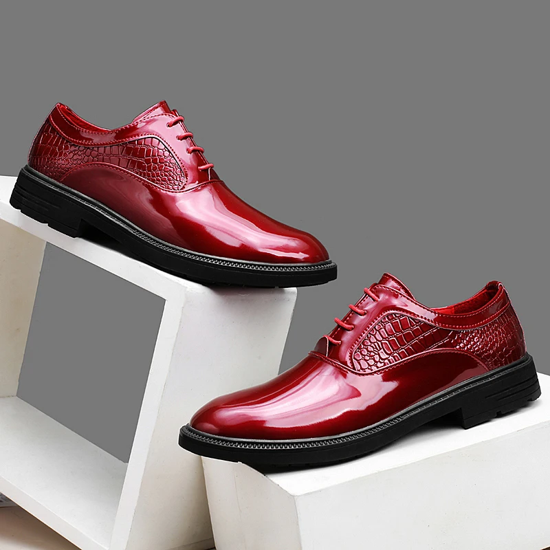 Модные мужские деловые модельные туфли красные белые офисные оксфорды роскошные