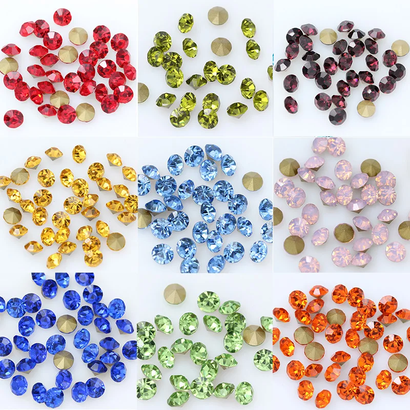 

144/1440p ss20 Round color pointed foiled back Glass strass chatons stone czech crystal Nail Art rhinestone jewelry making beads