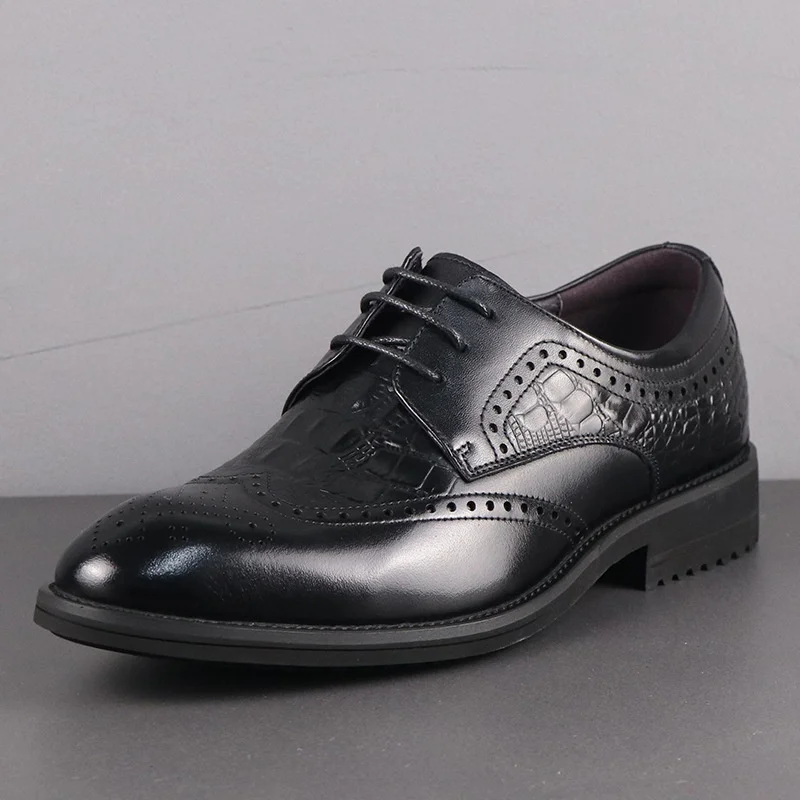 

Роскошные брендовые настоящие 2023 новые корейские модные свадебные туфли из воловьей кожи с верхним слоем делового костюма британские резн...