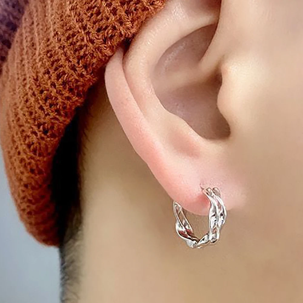 

Hip Hop Boy Woman Girl Men Hoop Earrings Copper Wave Earring Fashion Jewelry