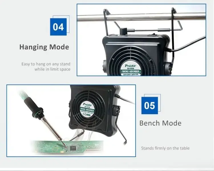 Pro'skit SS-595H Паяльник сварочный дымометр стол ремонт припоя измеритель дыма