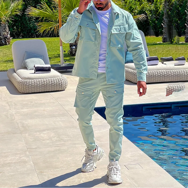 2023 Fashion Men Long Sleeve Tracksuit Casual Set Joggers Jacket Sportswear Long Pants 2 Piece Sets Hip Hop Running Sports Suit