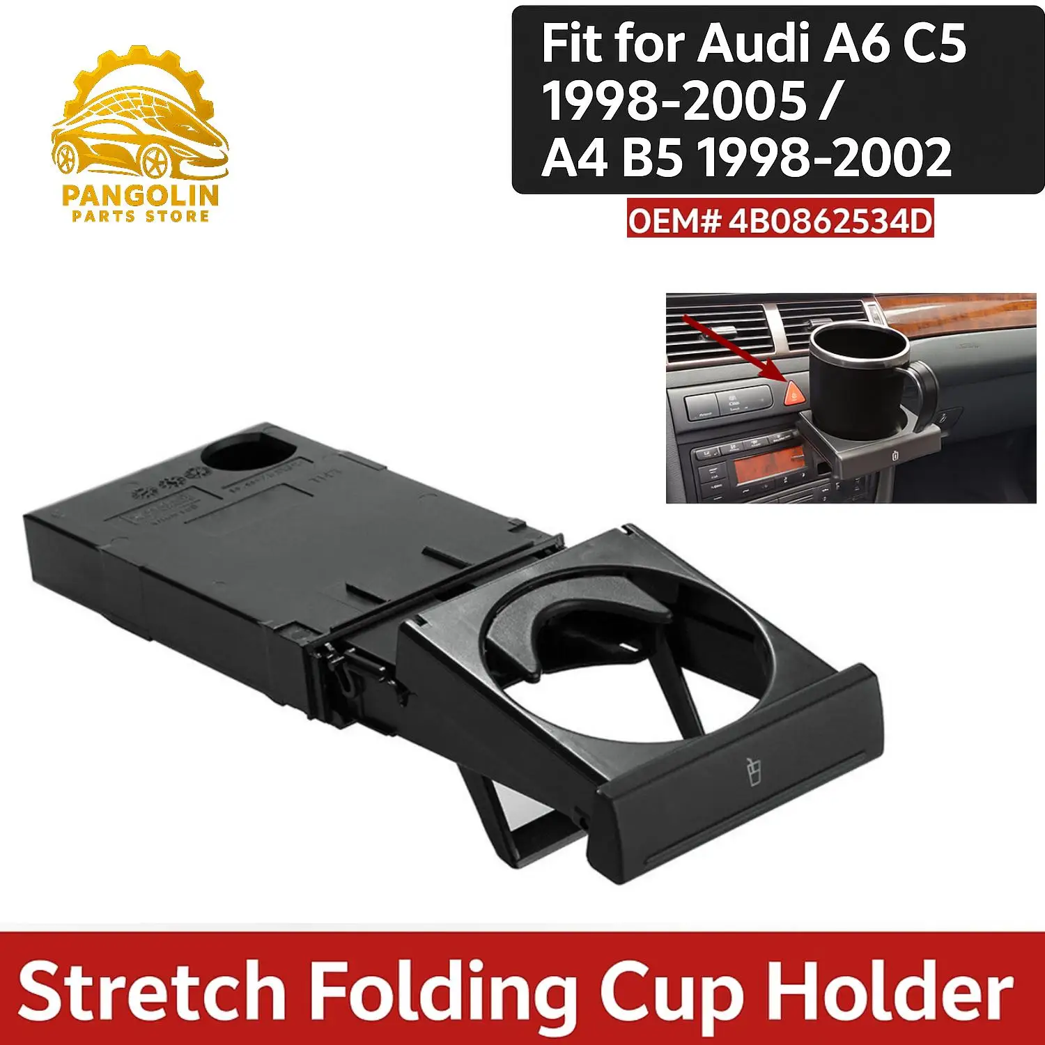 PANGOLIN 1 шт. эластичный складной держатель для чашки для AUDI A6 C5 1998-2005 A4 B5 1998-2002 4B0862534D стойка для крепления бутылки с напитком