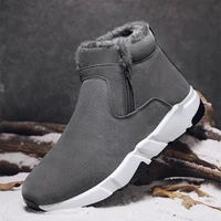 brand new men suede leather boots winter mens cotton padded shoes pure wool warm male non slip casual loafer shoes
