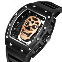 new top tonneau men watches luxury 3d skull dial waterproof male watch fashion business luminous shock resistant steel aaa clock