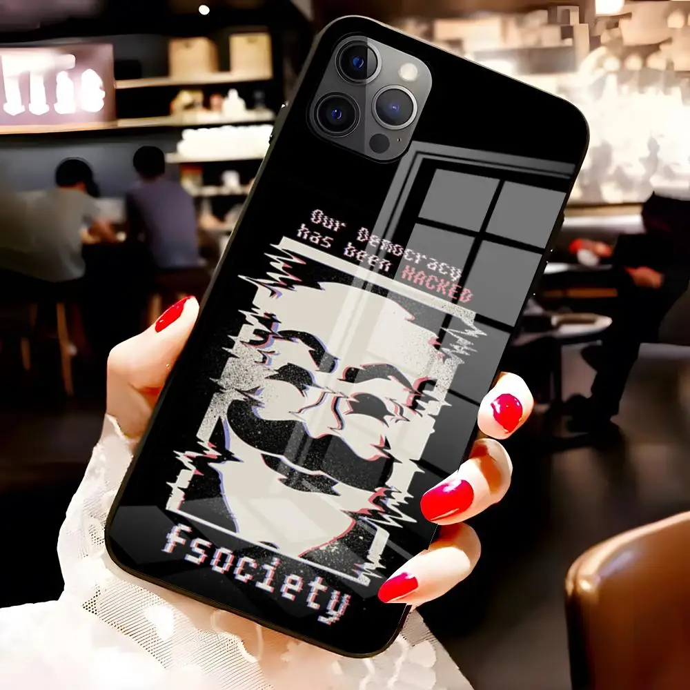 Фото Чехол для телефона Mr Robot Fsociety для iPhone 17 Pro Max 16 15 14 Pro Max 13 11 X Xs Xr 8 7Plus, стеклянная крышка №5