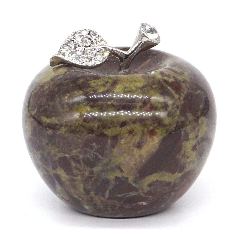 

45mm Apple Statue Natural Dragon Blood Stone Crystal Carved Figurine Reiki Healing Gems Room Ornament Home Decor Christmas Gift