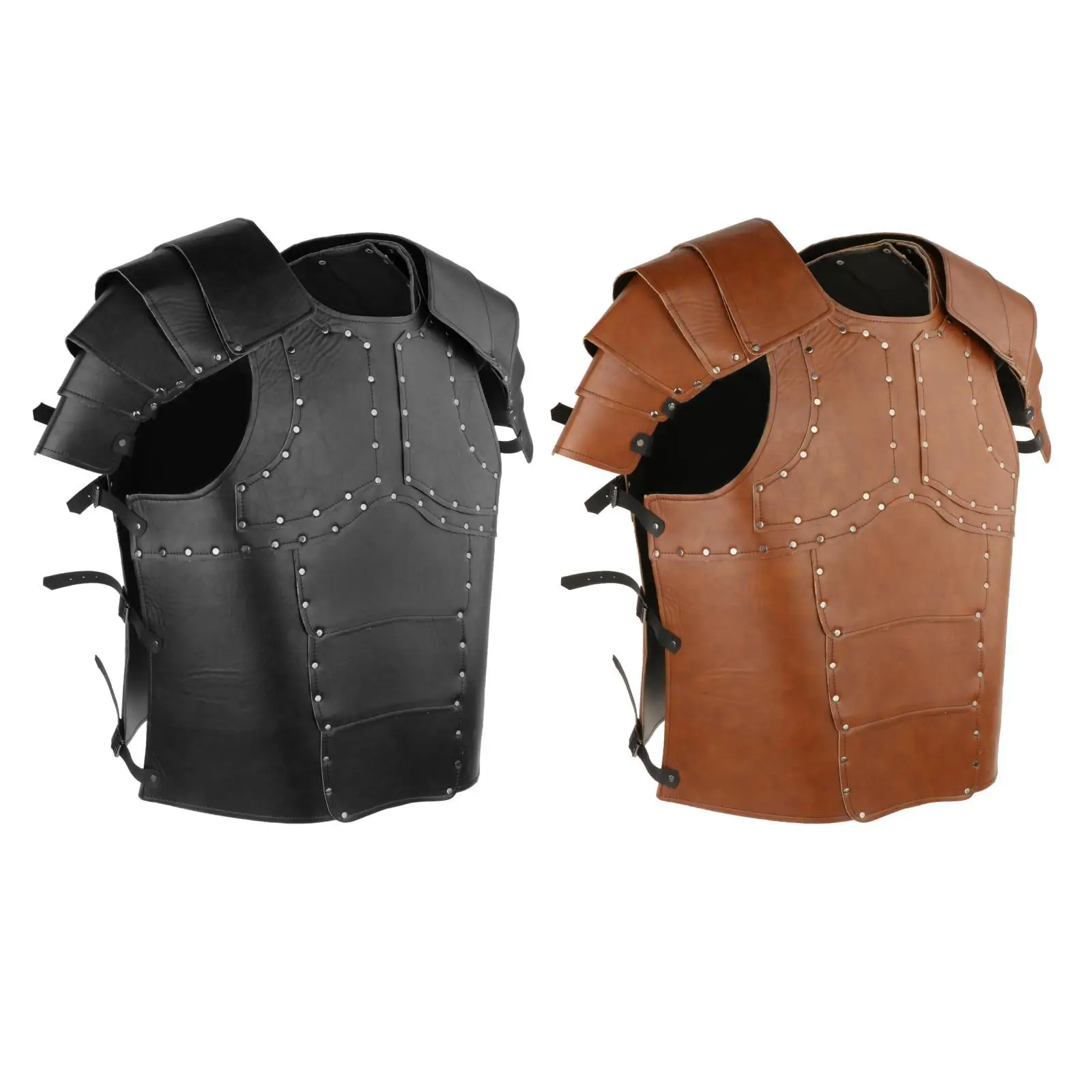 

PU Costume Cosplay Jacket Decoration Clothing Adjustable Strap Gothic Steampunk Knight Body s for Dress up Party Unisex