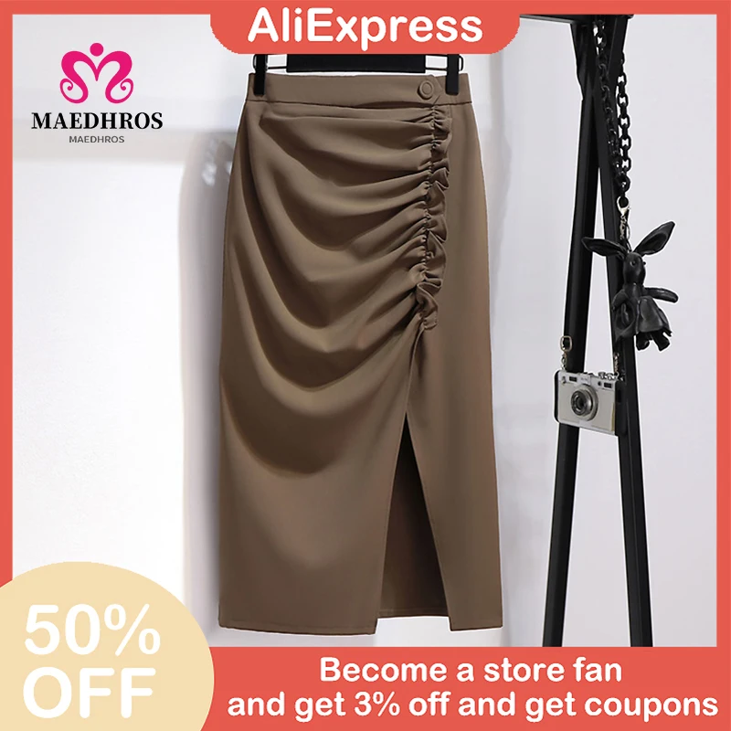 

Women's Fashion Skirt Asymmetrical Slit Female Sexy Skirt Office Lady Niche Design Elegant Clothing A Line Knee Black Skirt