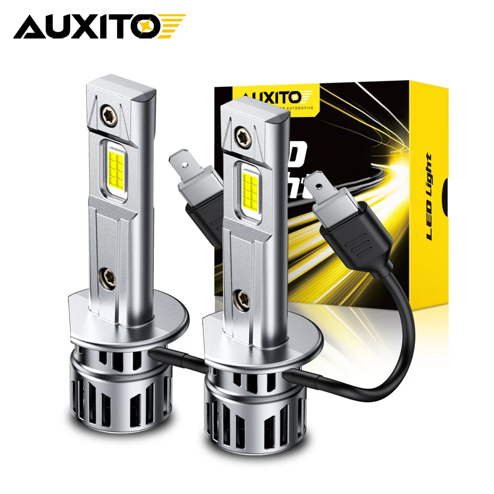

2x AUXITO 2025 Модернизированная светодиодная лампа H1 Фара дальнего и ближнего света с Canbus без мерцания Turbo H1 Фара 6500K Белая 30000LM 12V