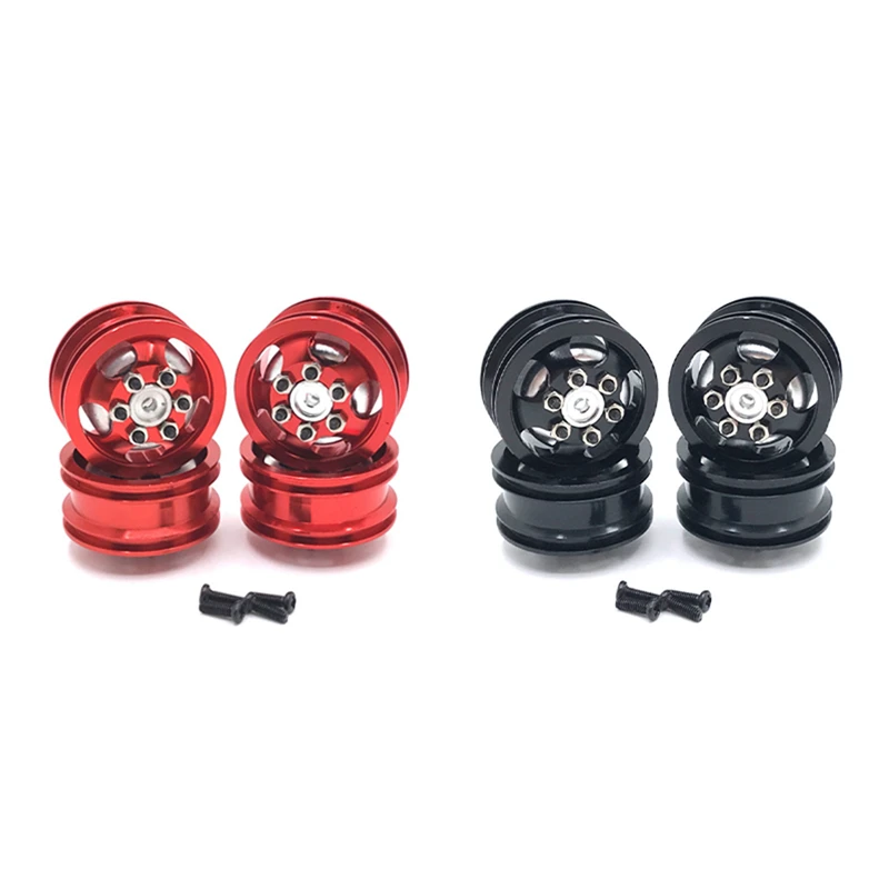 

2 Set Metal Wheel Rim Hub For WPL C14 C24 C34 B14 B24 Q61 Q62 4X4 4WD 1/16 RC Truck Car Parts, Red & Black