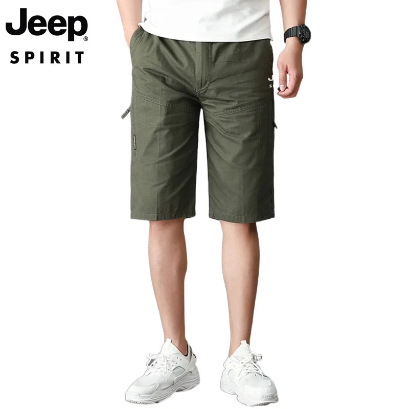 

JEEP SPIRIT summer outdoor sports casual 100% cotton men loose shorts five points overalls high quality