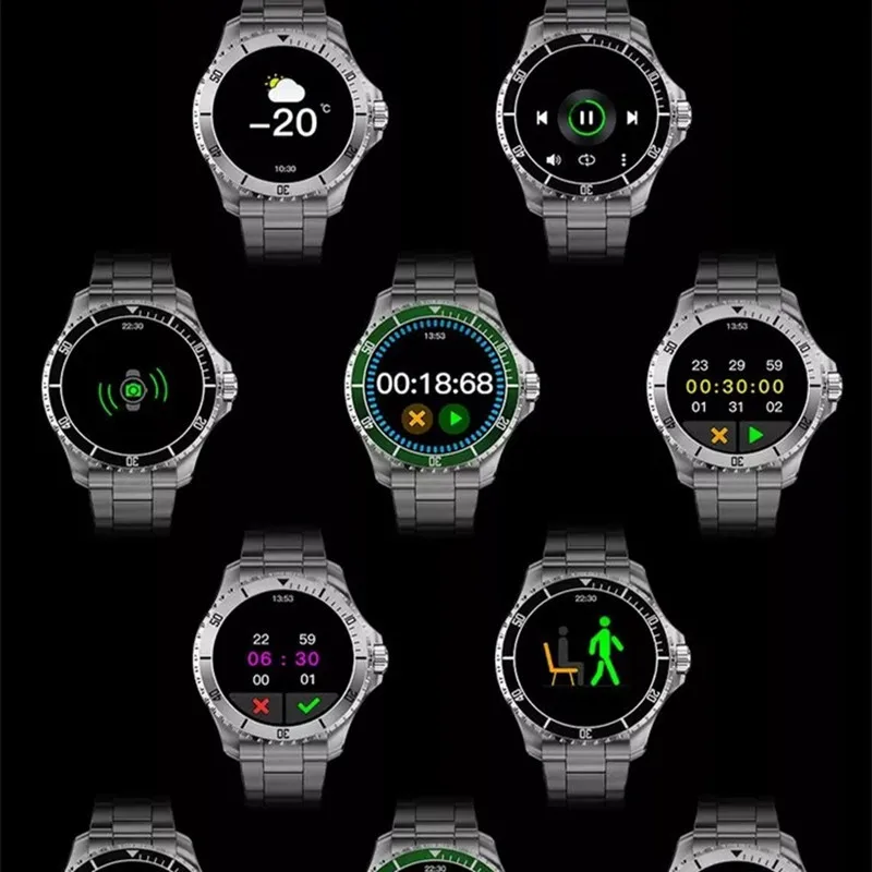 R1 Smart Watch Men 316 Stainless Steel Band Business Bluetooth Call Sports 3ATM Waaterproof  24H Heart Rate Health Monitoring